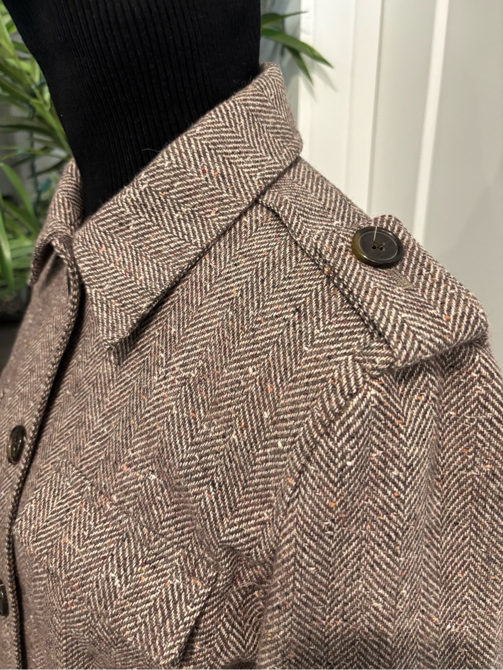 NEW Michael Michael KORS  Brown Herringbone Wool-Blend Military Stye Jacket SZ 8 - Picture 5 of 14